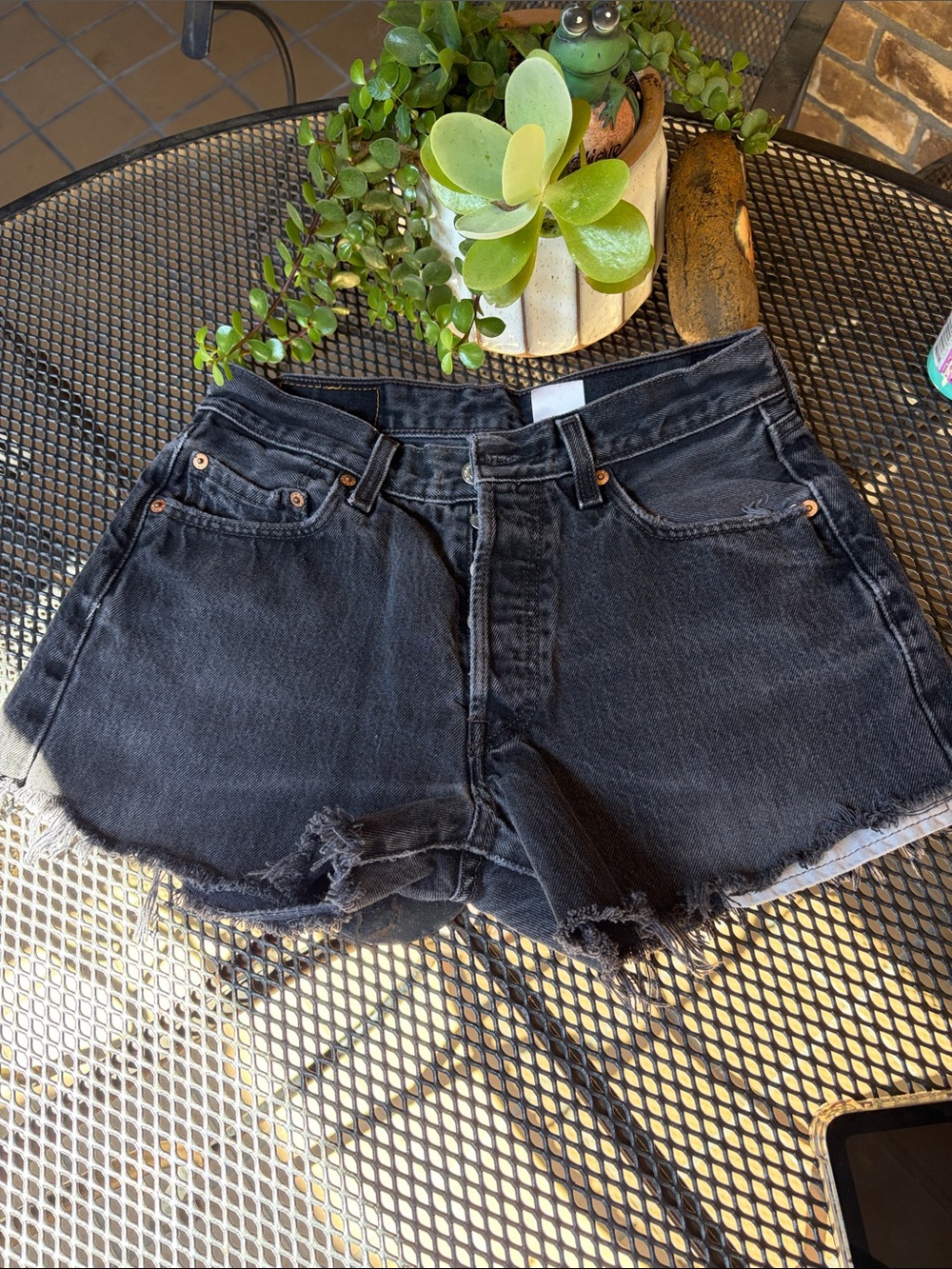 Vintage Levi's Black Distressed Denim Shorts